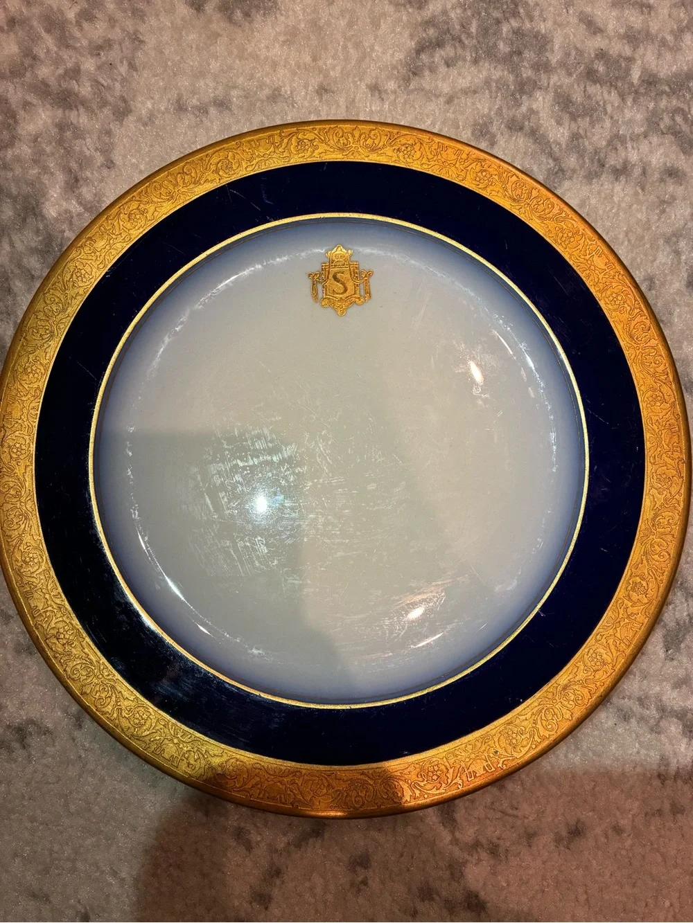 Antique Syracuse China Cobalt Blue & Gold Gilt Plate 10”
